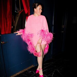 Attico Hot Pink Ostrich Feather Party Dress